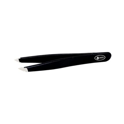 GRETA Black Deluxe Pointed Slant Tip Tweezers | Precision for Eyebrow, Eyelash Extensions, Nail Art Manicure Tool Tweezers