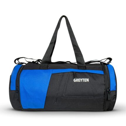 GREYTEN Gym Bag for Men & Women, Duffel Bag for Sports, Gyms, Duffel Bag Gym Bag, Polyester Sports Duffle/Shoulder/Gym Bag for Tennis, Dance, Golf, Football, Crossfit & Swimming (Black Blue)