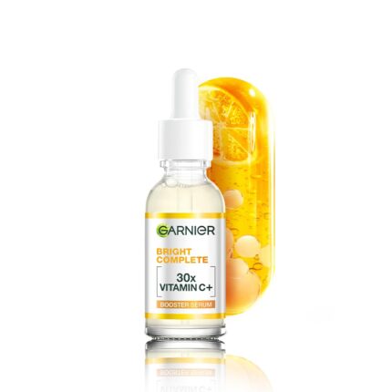 Garnier Vitamin C + Booster Face Serum For Skin Brightening and Anti-Dark Spots with 30X Vitamin C, 2% Niacinamide and BHA | Brighter Skin in Just 3 days | Suitable for Oily , Dry, Combination , Sensitive Skin | For Men and Women | 30ml