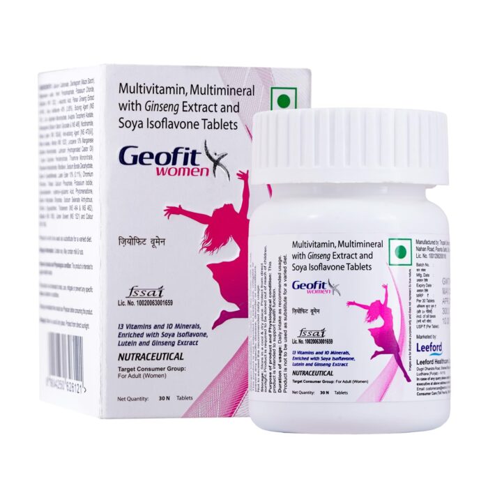 Geofit Multivitamin Tablets for Women with Ginseng Extract and Soya Isoflavone | Immunity & Stamina Boosting Supplement for Women with Vitamin C, D, E & A - 30 Tablets (Pack of 1)