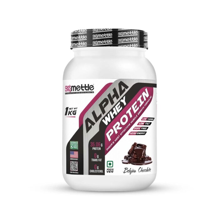 Getmymettle Alpha Whey Protein - Belgian Chocolate, 1kg | High Protein Whey for Muscle Building, Weight Gain, & Enhanced Workout Recovery