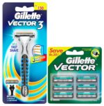 Gillette Men Vector Plus Manual Shaving Razor Blades (Cartridge) - 6S Pack & Gillette Vector 3 Manual Shaving Razor