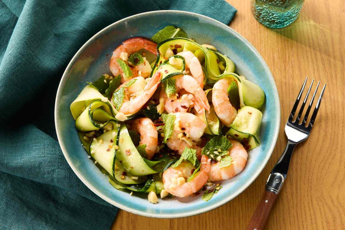 Ginger-Soy Zucchini Noodles with Shrimp