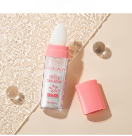 Glitter Highlighter Powder Stick for Face & Body | Built-in Sponge Patting Powder | Fairy Shimmer Makeup Stick | Easy Application, No Mess | Polvo De Hadas Glow Powder | Highlight Your Eyes, Lips, Collarbone & Hair | 3 Dazzling Shades (03#GOLDEN BROWN, 9g)
