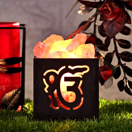 Global Aroma IK Onkar Brown Himalayan Rock Salt Lamp for Positive Energy, Vastu, Healing, Harmony, Purification, Best Wellness Gifting Option (Size-4"X4.5")