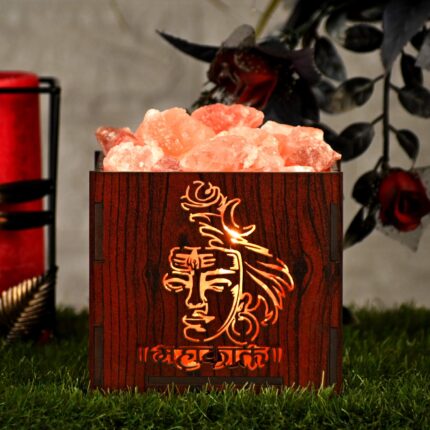 Global Aroma Mahakaal Himalayan Rock Salt Lamp for Positive Energy, Vastu, Healing, Harmony, Purification, Best Wellness((Size ''4x3.5'')