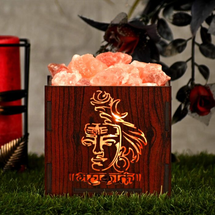 Global Aroma Mahakaal Himalayan Rock Salt Lamp for Positive Energy, Vastu, Healing, Harmony, Purification, Best Wellness((Size ''4x3.5'')