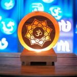 Global Aroma Mini 3D Bramha Om Himalayan Rock Salt Lamp for Vastu, Feng Shui, Healing, Peace & Harmony, Gifting (Natural/Orange)