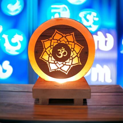 Global Aroma Mini 3D Bramha Om Himalayan Rock Salt Lamp for Vastu, Feng Shui, Healing, Peace & Harmony, Gifting (Natural/Orange)