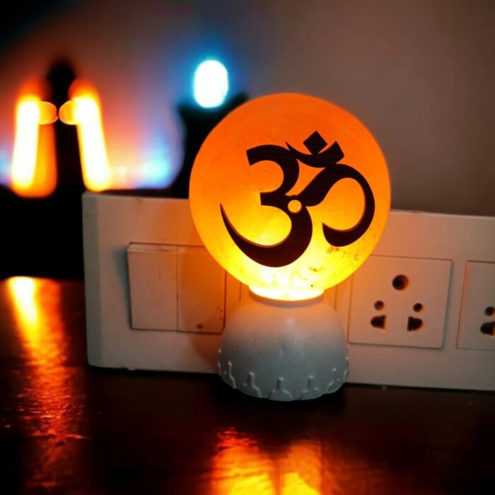 Global Aroma Om Himalayan Rock Salt Crafted Pluggy Lamp for Positive Energy,Ideal for Home Decor