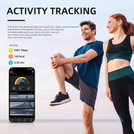 Govllfoz Smart Ring Pro, Fitness Tracker with Heart Rate, Blood Pressure, Stress, Sleep Tracking, Step Tracking, 10ATM Waterproof, Smart Ring for iPhone and Android (Silver, 13)