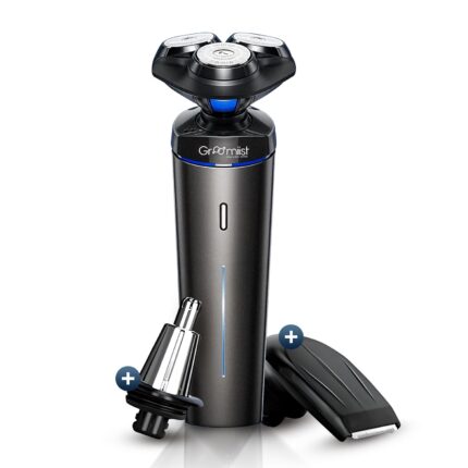 Groomiist All 3 in 1 Floating 3D Rotary Shaving Razor & Cordless Trimmer for Man | Full Body, Head, Face, Ear, Nose & Private Parts Hair Trimming for Men | IPX6 90-Min Runtime with Quick Dock Charging