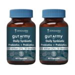 Gut Army Prebiotics & Probiotics - 10 Unique Strains Blend -100 Billion CFU - With Inulin & Probiotics Blend - Supports Gut Digestion Health & Bowel Movement - 60 Capsules By ZEROHARM