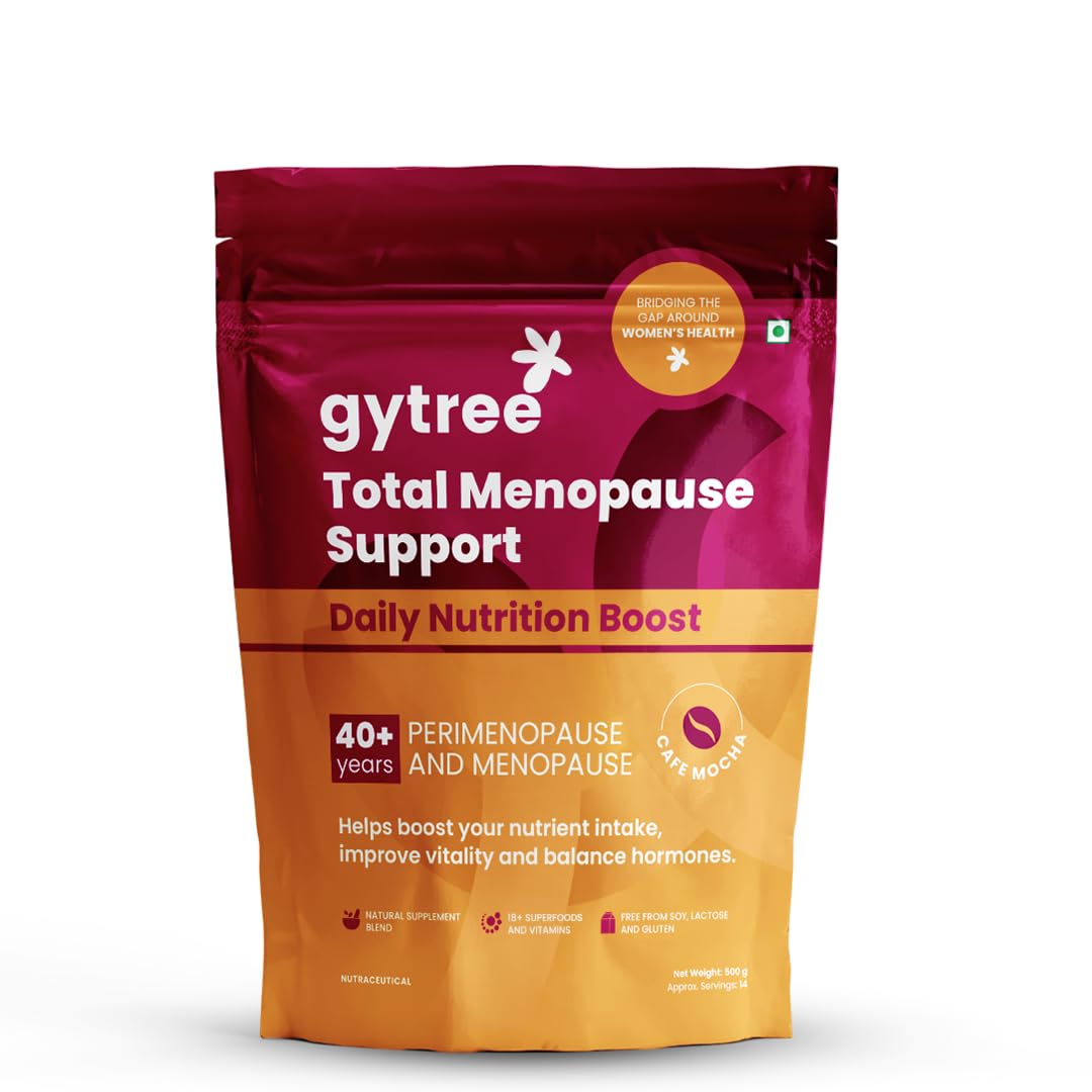 Gytree Menopause Protein Powder For Women 40+,50+ | Vegan Dual Plant-Based Protein | 26 Grams of Pea & Brown Rice Protein | Helps with Weight Loss, Helps Reduce Bloating, Boosts Immunity & Metabolism | Cafe Mocha (500g)