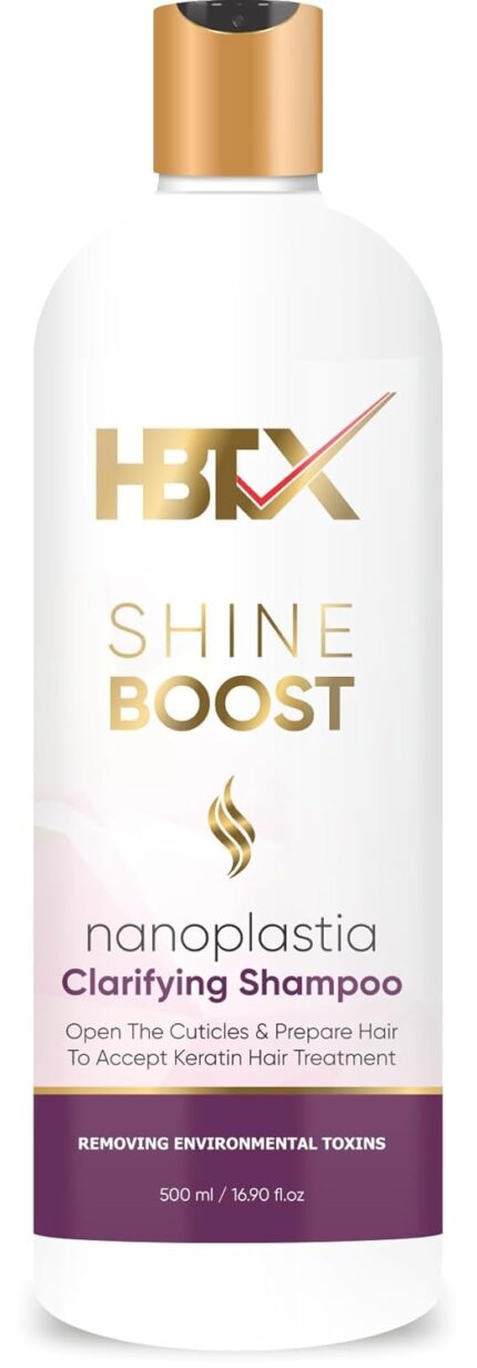 HBTX® Shine Boost Nanoplastia Clarifying Shampoo, 500 ml, Open Cuticles, Prepare Hair for Keratin Treatment, Removes Environmental Toxins