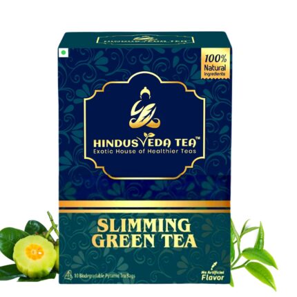 HINDUSVEDA TEA - Slimming Green Tea for Weight Loss & Detox Pack of 40 Pyramid Bags, with Garcinia Cambogia, Cinnamon, Ginger, Lemongrass,Turmeric & Senna Leaf, Helps Weight Loss & Detox Fast