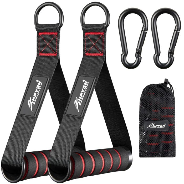 HPYGN Exercise Handles, Cable Attachments for Gym, d Handle Cable Attachment for Pilates,Yoga, Bowflex, Pulley System, Gym, Home, and Weight Lifting, 2pcs Resistance Bands Handles