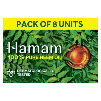 Hamam New Bathing Soap (Pack of 8) with 100% Pure Neem Oil Which Helps Protects Your Skin From Pimples and Other Skin Problems