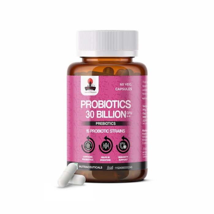 Hara Hachi World's No. 1 Probiotics 30 Billion CFU with Prebiotics for Gut Health | Probiotics Supplement for Men and Women| Probiotics for Weightloss Management - 60 Veg Capsules