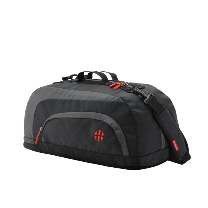 Harissons Jake 31L Water Resistant Duffel Gym Bag for Men & Women | Convertible Travel & Sports Backpack with Shoe Compartment & Easy Front Pocket Access (Black & Grey)