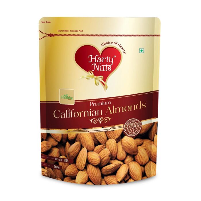 Harty Nuts Almonds | Premium Californian Badam | 100% Natural, Fresh & Crunchy | Rich in Protein, Fiber & Vitamin E | Healthy Dry Fruit Snack for Snacking, Baking, Smoothies & Salads (1 Kg)