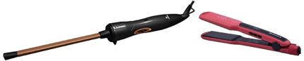 Havells HC4031 7 mm Thin Chopstick Curler; Ceramic Barrel; Fast Heat up for Long-Lasting Maggie Curls for Short & Long Hair (Black) & Havells Wide Plate Hair Straightener - HS4121 (Red_Free Size)