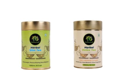 Healing Buds Detox Herbal Green Tea and Slim Green Tea Combo Pack for Complete Wellness | 100% Natural Herbal and Slim Green Tea | Boost Metabolism | Pack of 2 (60 & 52 Cups)