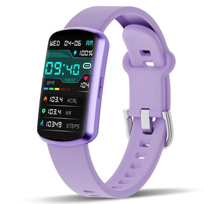 Health Fitness Tracker, Smart Watch with 24/7 Heart Rate and Blood Pressure Monitor, Activity Tracker with Blood Oxygen, 120 Sport Mode Waterproof Sleep Tracker for Women Men (Purple)