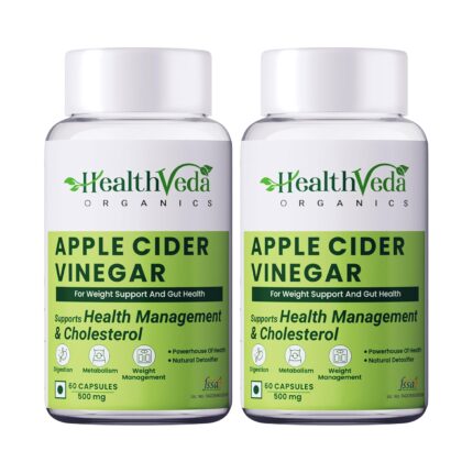 Health Veda Organics Apple Cider Vinegar 500 mg I 120 Veg Capsules I Improves Cholesterol Levels & Supports Digestive Health I For both for Men & Women