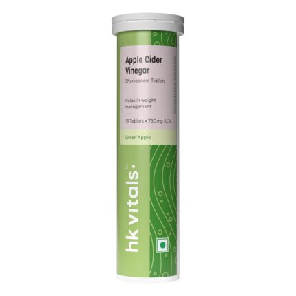 HealthKart hk vitals Apple Cider Vinegar 750mg (Green Apple, 15 Effervescent Tablets) | For Weight Management & Gut Health, Supports Digestion