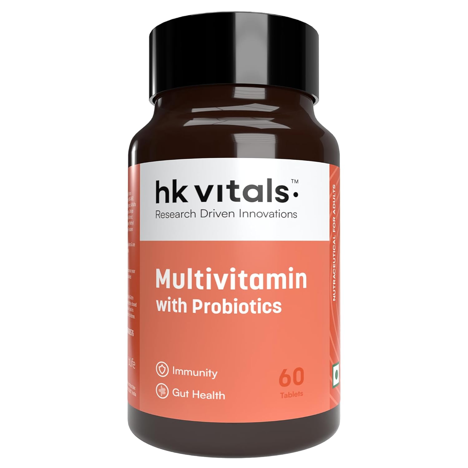 HealthKart hk vitals Multivitamin with Probiotics (60 Tablets) | For Men and Women | Vitamin C, Vitamin B, Vitamin D, & Zinc, Supports Immunity and Gut Health