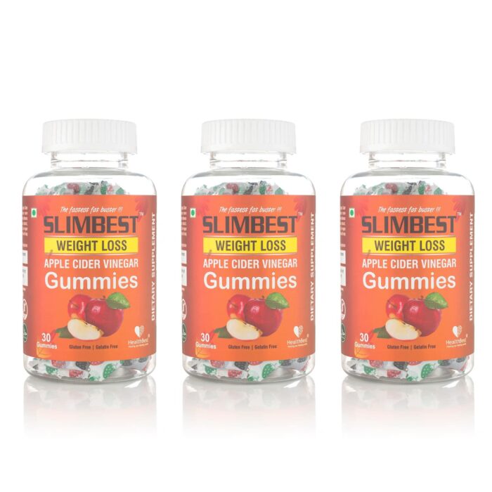 Healthbest Slimbest Apple Cider Vinegar Gummies for Adult | 30 Gummies (Pack of 3)