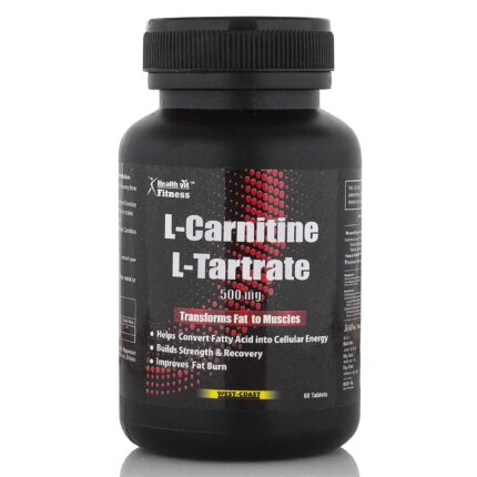 Healthvit L-Carnitine L-Tartrate 500 mg | Weight Loss Supplement, Fat Burner, Muscle Recovery, Pre & Post workout Supplement - 60 Tablets