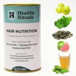 Healthy Rituals - Hair Nutrition,Superfoods mix of Amla,Brahmi,Pumpkinseeds.DHT Blocker with Biotin I Hair supplement for men and women.VitaminC,D,B12,Iron enriched I Vegan IGut friendlyI 45 servings