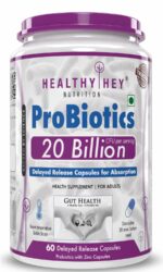HealthyHey Nutrition Probiotic 20 Billion Cfu Supplement with Delayed - Release Capsules for Temperature Stable, Digestion, and Immune Health - (60 Capsules)