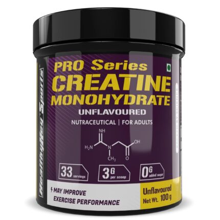 HealthyHey Sports Creatine Monohydrate powder for Muscle Building & Performance - 33 Servings (Unflavoured, 100gm)