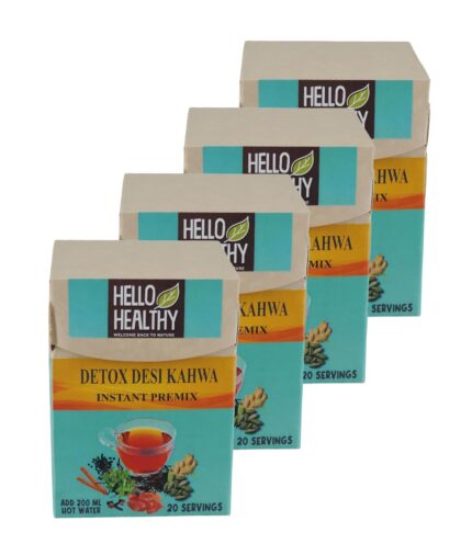 Hello Healthy | Instant Premix Detox Kahwa Tea | Pack of 80 Sachet (3 g x 80) | Helps Cleanse & Cold Relief | Improve Immunity | Digestion & Detoxification | All Natural Ingredients