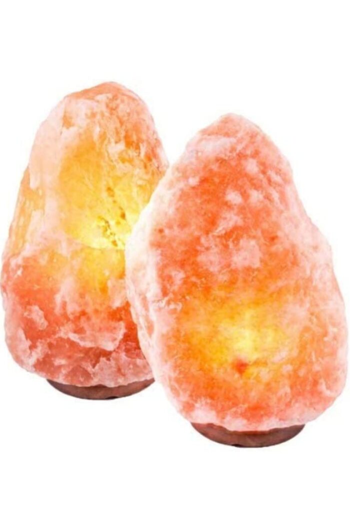 Hemingweigh Himalayan Glow Hand Carved Natural Crystal Himalayan Salt Lamp With Genuine Wood Base, Bulb And On and Off Switch 6 to 8 Inch, 6 to 7 lbs. 2 PACK