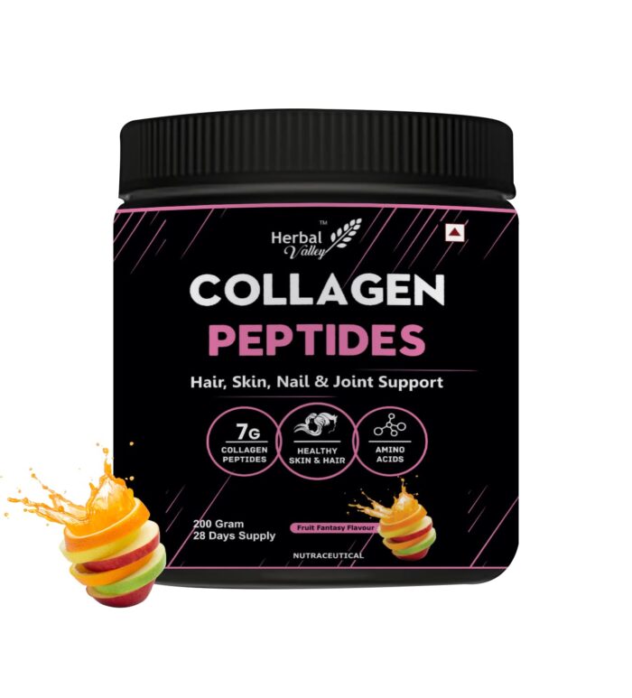 HerbalValley Collagen Peptides Powder | Naturally flavored | Supplement for Healthy & Shiny Hair | Strong Nails | Optimal Skin | Joint Care (Fruit Fantasy)