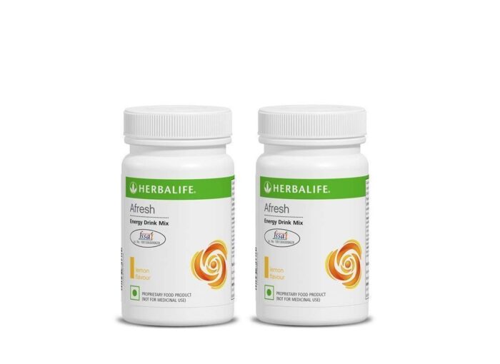 Herbalife Afresh Energy Drink Mix Powder – Lemon Flavor | Pack of 2 (50g Each)