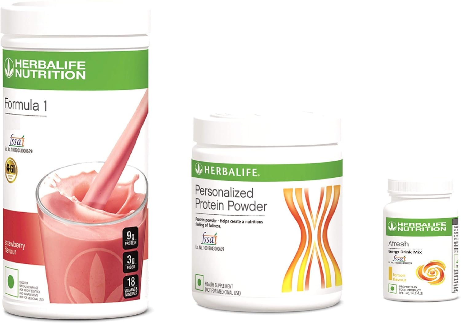 Herbalife F1 Strawberry Shake,500g, F3 Protein Powder, 200g and Afresh Lemon, 50g