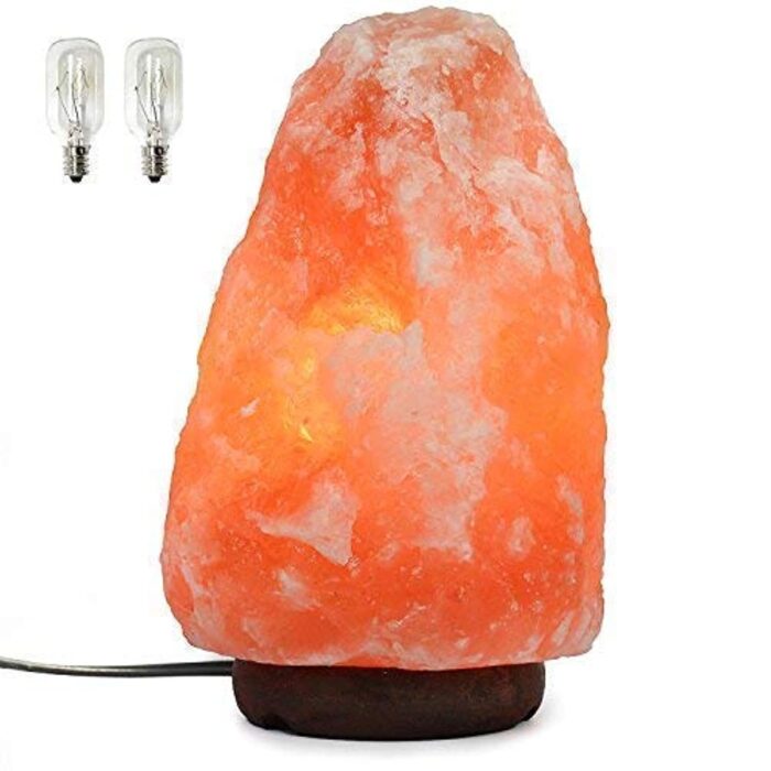 Himalayan Salt Lamp UL-Listed Dimmer Cord - 2X 15 Watt Night Light Bulbs Natural Crystal Rock Wood Base 7.5 to 8.5 Inch (7.5 to 8.5 Inch 2X Bulbs)