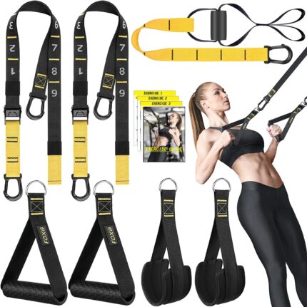 Home Resistance Rraining Kit, Workout Straps for Home, Adjustable Resistance Trainer with Handles, Door Anchor and Carrying Bag for Gym