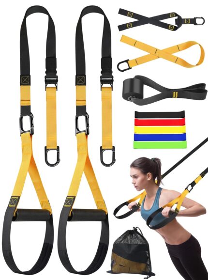 Home Suspension Training Kit, Resistance Trainer Exercise Straps for Full-Body Workout, Bodyweight Resistance Bands with Handles, Door Anchor for Home Gym, Portable Strength Training Equipment