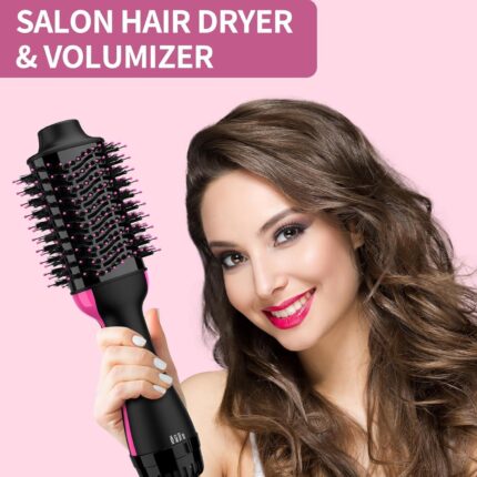 Hot Air Brush 4 In 1 Hair Dryer Brush One Step Hair Dryer Styler Volumizer Hair Curler Improved Motor Less Frizz More Shine And Less Heat Damage For Salon-Style Black