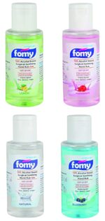 INTERCORP FOMY Hand Sanitizer and Disinfectant 100 ml Each (Natural, Lemon, Pomegranate & Blueberry – Pack of 4) | Best Sanitizer Combo Pack Offer for Hands | Hand Rub Sanitizer Combo
