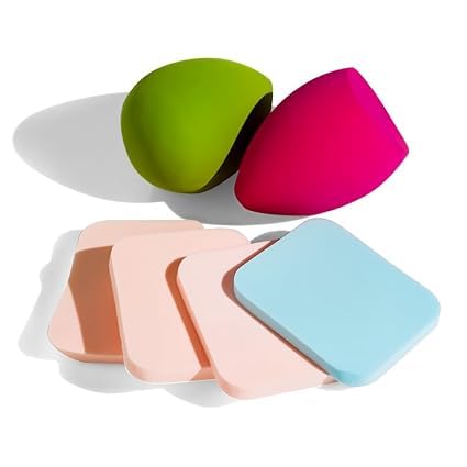 J & F 6 Pcs Beauty Blender Sponge Set, Blending Puff for Flawles Makeup, Beauty Blender for Liquid Foundation, Cream, Powder, Wet & Dry Makeup Applicator for Girls & Women (Multicolor)