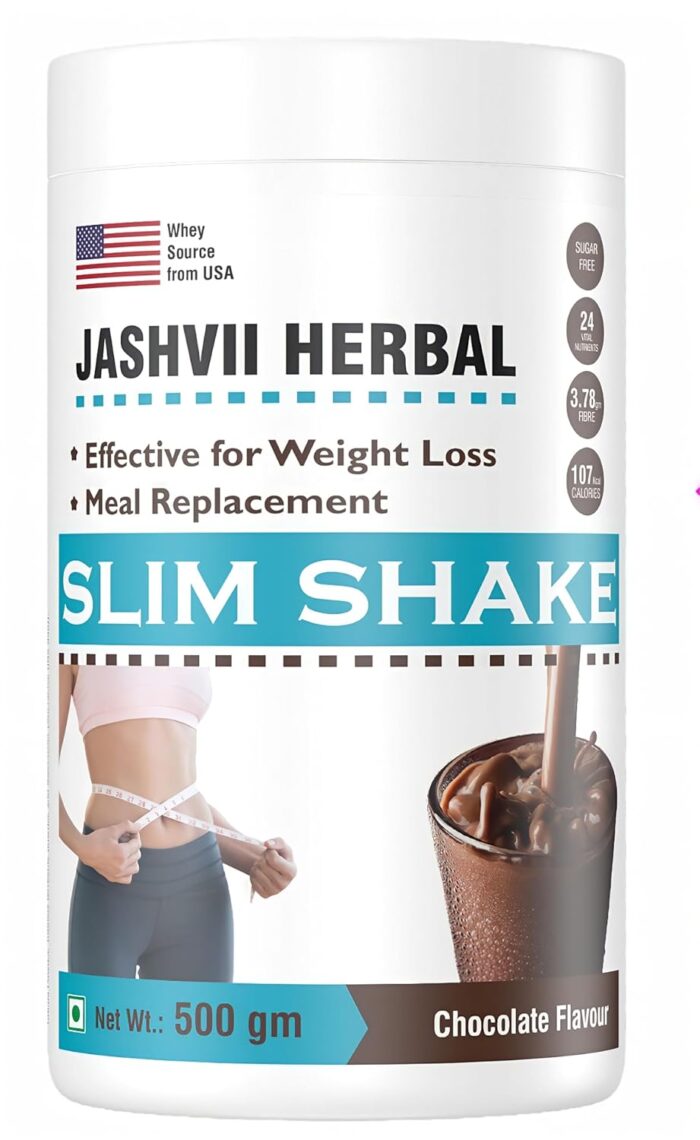 JASHVII HERBAL Slim Protein Powder Meal Replacement Shake | For Weight Control And Management | 23 gm Protein With 8 Ayurvedic Superfood | Sugar Free | For Men and Women (500 gm) (Chocolate)