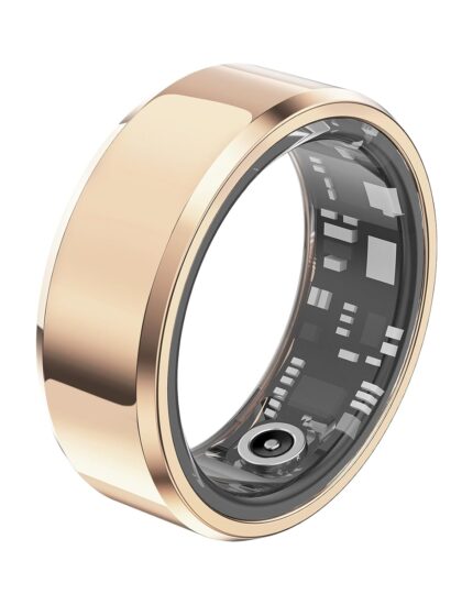 Jefuzh Smart Rings Health Tracker，Sports Fitness Ring，Step Tracker，Heart Rate Monitor ，Blood Oxygen， Sleep Tracker ，IP68 Waterproof，Activity Fitness Tracker，Best Smart Rings for Women Men (Gold, 1)