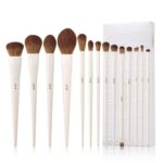 Jessup 14Pcs of Premium Synthetic Makeup Brushes Set for Contour, Concealer, Foundation, Eye Shadow Blending, Liner, Powder, Blush, Light Grey, T329